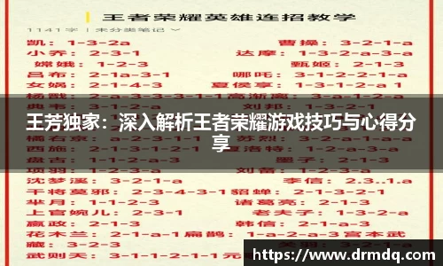 王芳独家：深入解析王者荣耀游戏技巧与心得分享